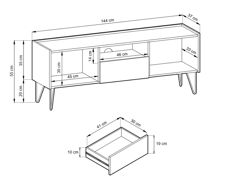 HARMONY TV STAND 01 black / black marble