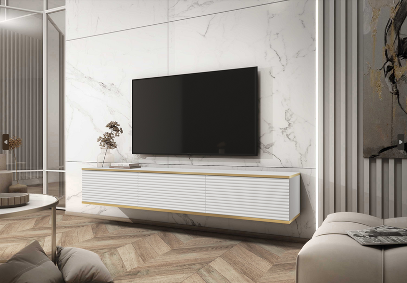 Floating TV Stand ORO 175 SLATS white