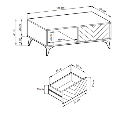 Coffee table DIAMOND 07 black / evoke oak