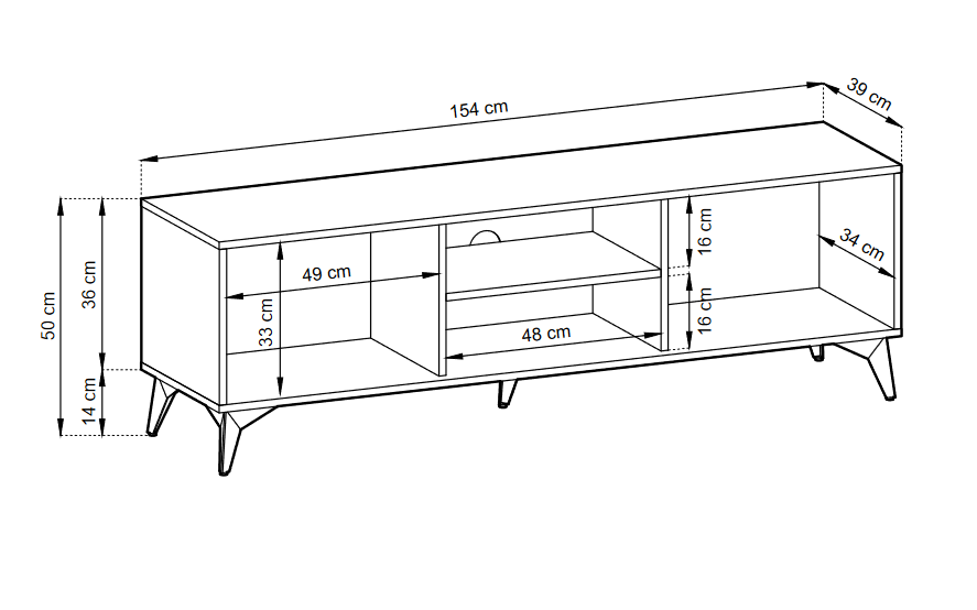 TV Stand DIAMOND 01 black / evoke oak
