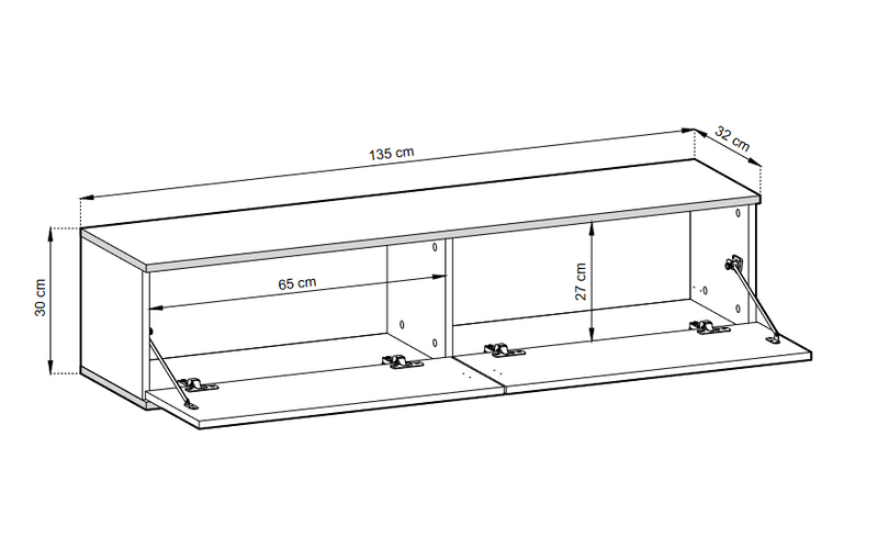 Floating TV Stand ORO 135 SLATS grey