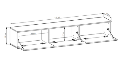 Floating TV Stand ORO 175 SLATS black