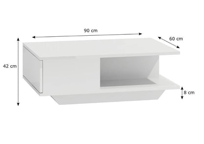 COFFEE TABLE DENVER BLACK GLOSS TOP & FRONT DRAW / OAK ARTISAN