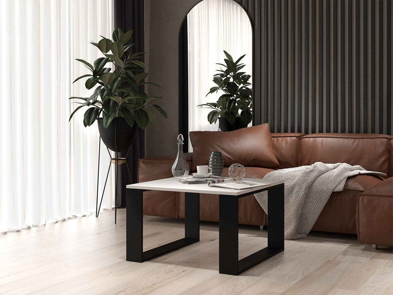 COFFEE TABLE LIVING ROOM LOFT MODERN MINI WHITE BLACK 67x67cm