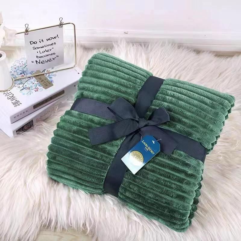 Chunky Ribbed Throw Blankets 200x240 100% Polyester - Cozy & Warm - Perfect Blankets for Bed, Sofa, Couch BOTTLE GREEN