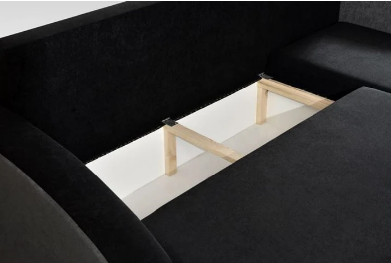 CORNER SOFA BED VELVET GREY / BLACK 236cm - eurohomeware