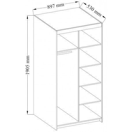 WARDROBE SELENA 2D 90CM WHITE