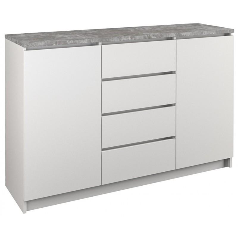 SIDEBOARD 2+4 120CM WHITE/GREY CONCRETE