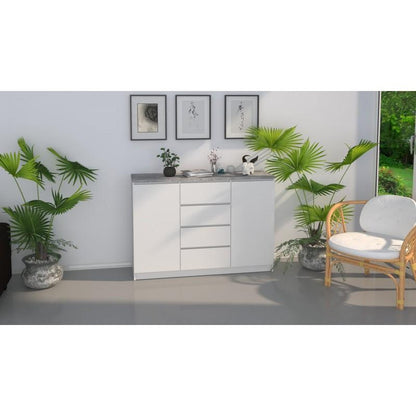 SIDEBOARD 2+4 120CM WHITE/GREY CONCRETE