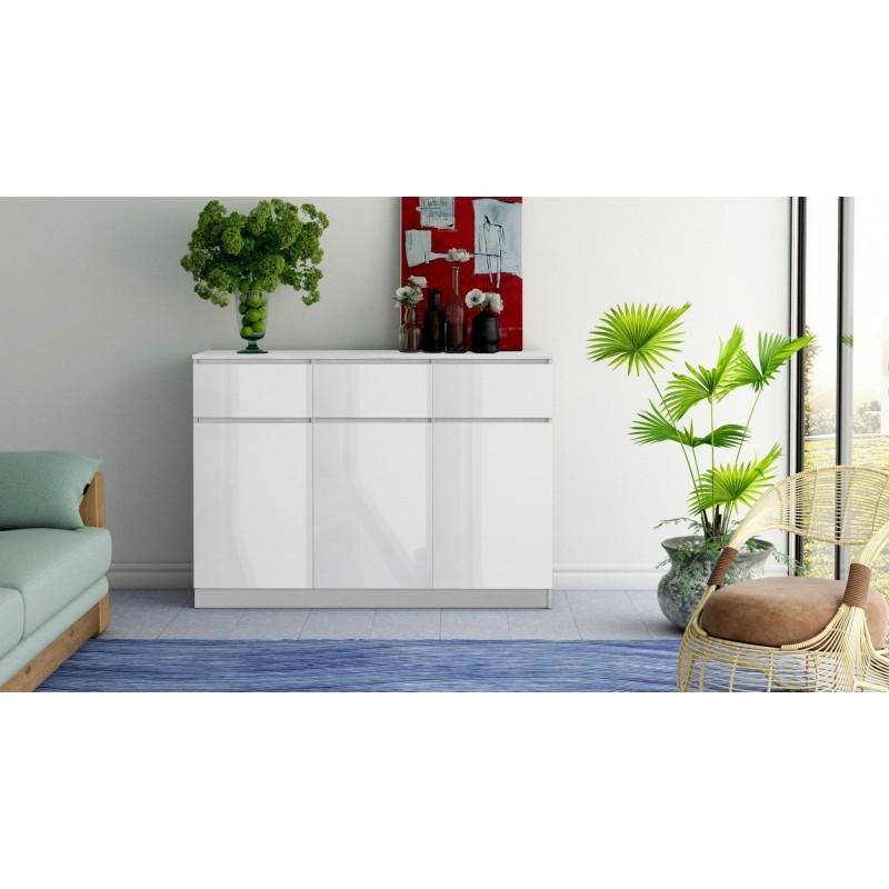 SIDEBOARD 3+3 WHITE/WHITE GLOSS 120CM