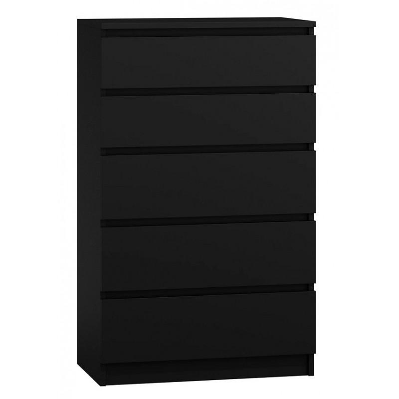 CHEST OF 5 DRAWS BLACK 70CM