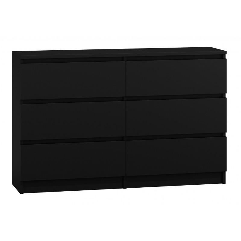 CHEST OF 6 DRAWS BLACK 120CM OR 140CM