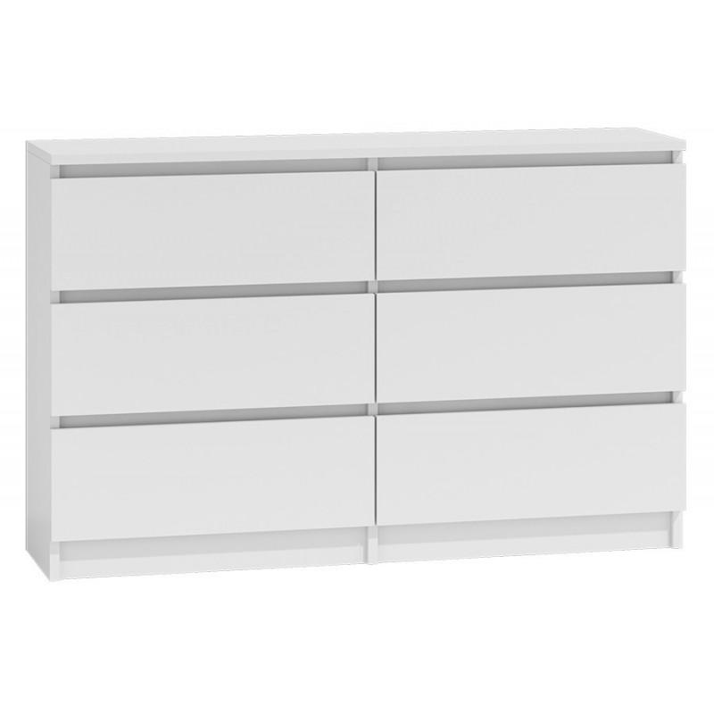 CHEST OF 6 DRAWS WHITE 120CM OR140CM