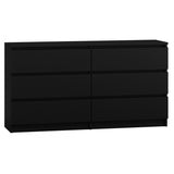 CHEST OF 6 DRAWS BLACK 120CM OR 140CM