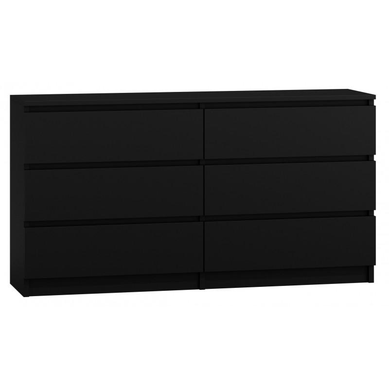 CHEST OF 6 DRAWS BLACK 120CM OR 140CM