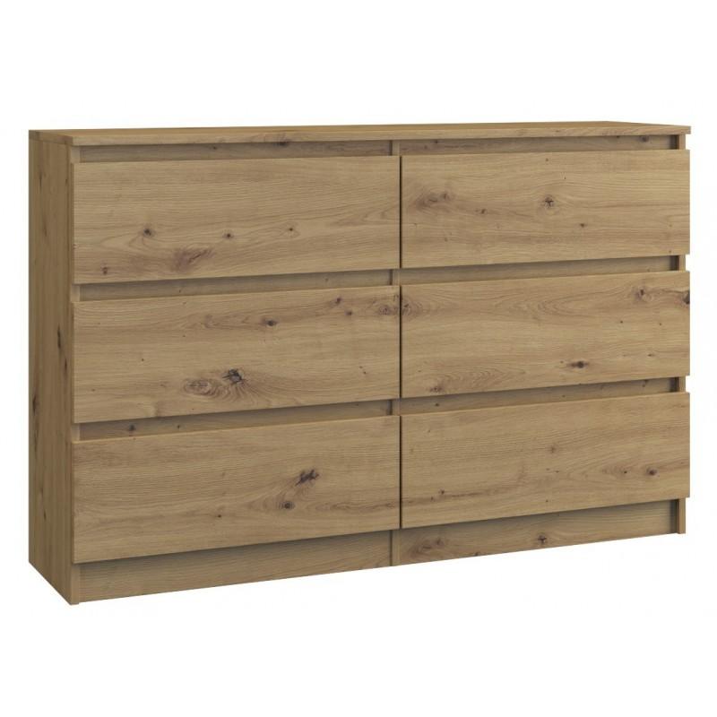 CHEST OF 6 DRAWS ARTISAN OAK 120CM OR140CM