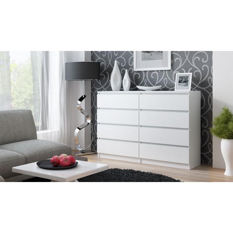 CHEST OF 8 DRAWS WHITE 120CM OR 140CM