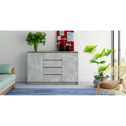 SIDEBOARD 2+4 140CM GREY CONCRETE