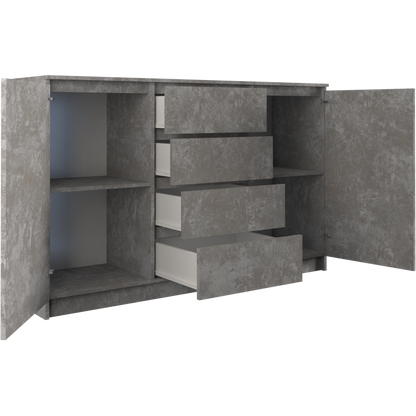 SIDEBOARD 2+4 140CM GREY CONCRETE