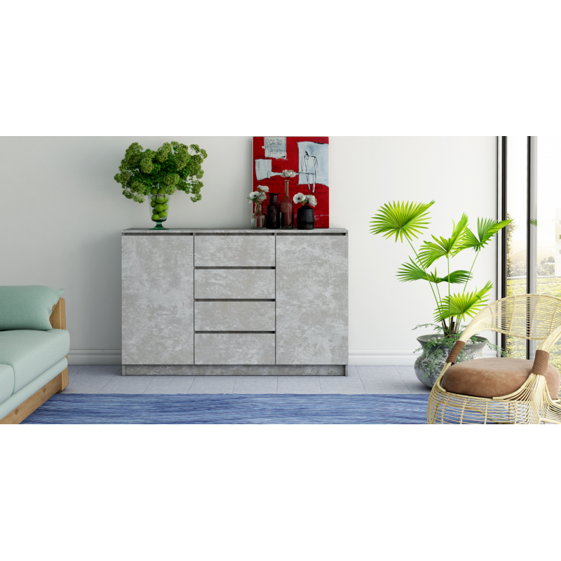 SIDEBOARD 2+4 140CM GREY CONCRETE