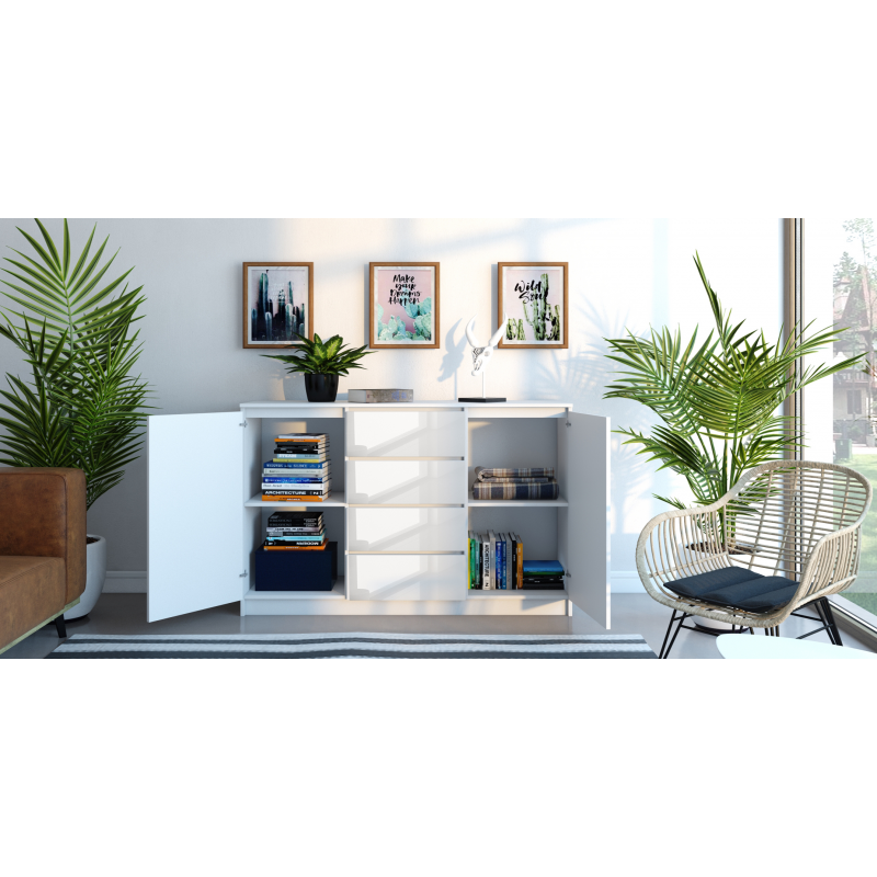 SIDEBOARD 2+4 WHITE/WHITE GLOSS 140CM
