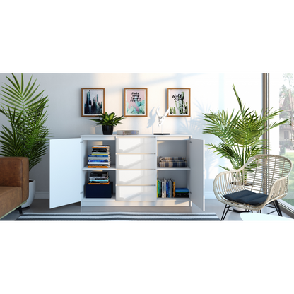 SIDEBOARD 2+4 WHITE/WHITE GLOSS 140CM