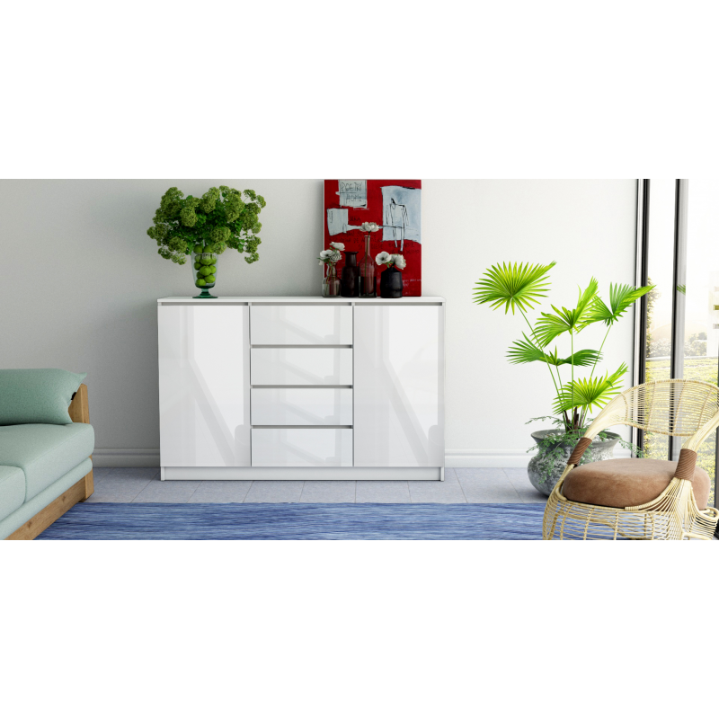 SIDEBOARD 2+4 WHITE/WHITE GLOSS 140CM