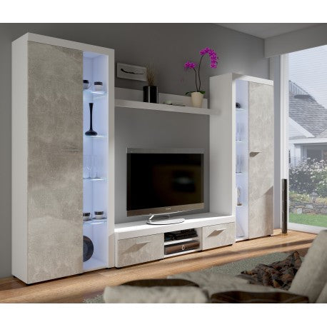 TV WALL UNIT ROMA XL CONCRETE GREY/WHITE