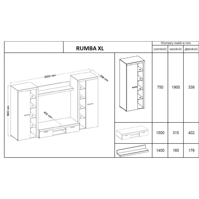 TV WALL UNIT ROMA XL SONOMA