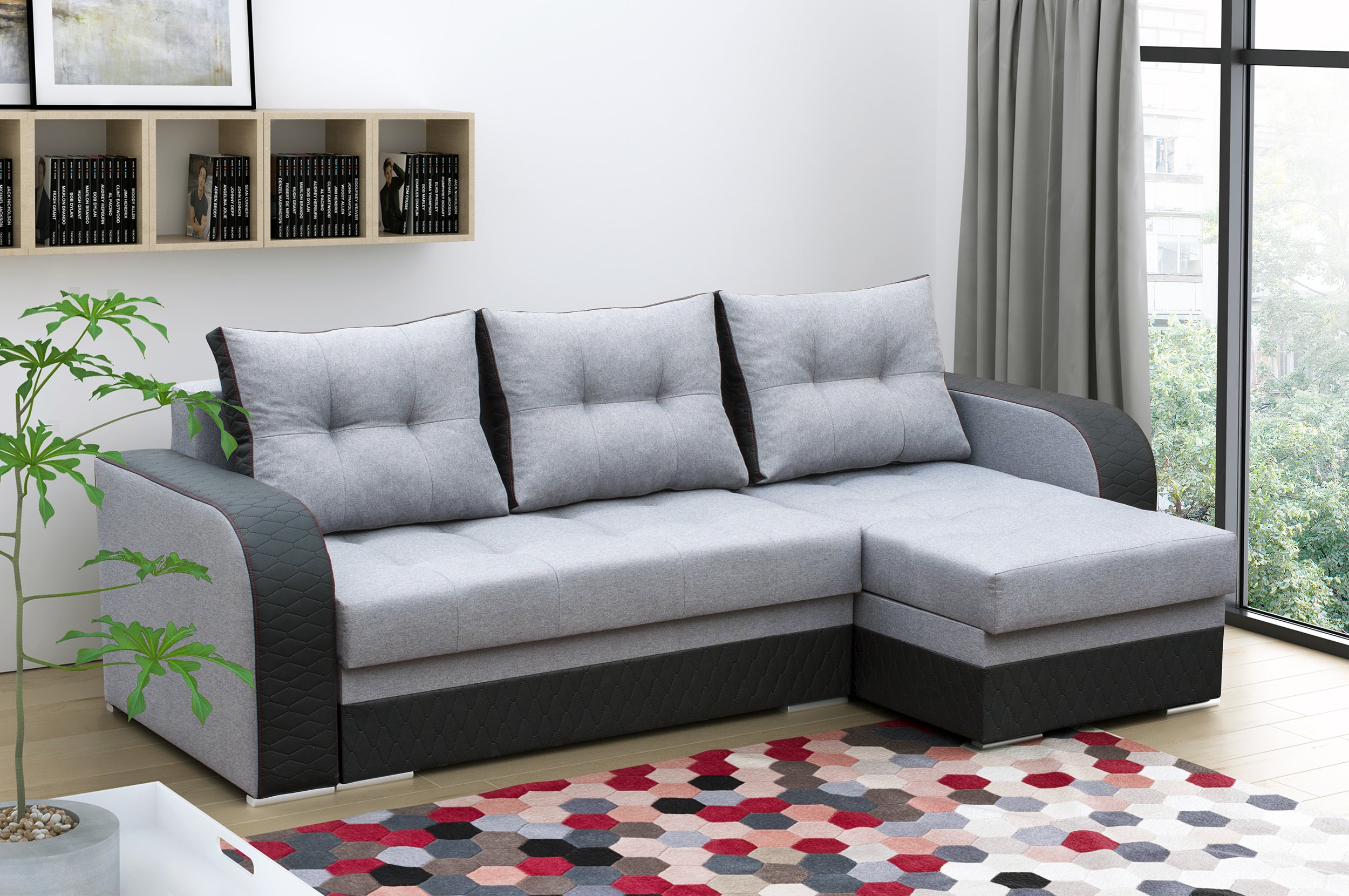 CORNER SOFA BED SAM GREY /BLACK 236CM universal - eurohomeware