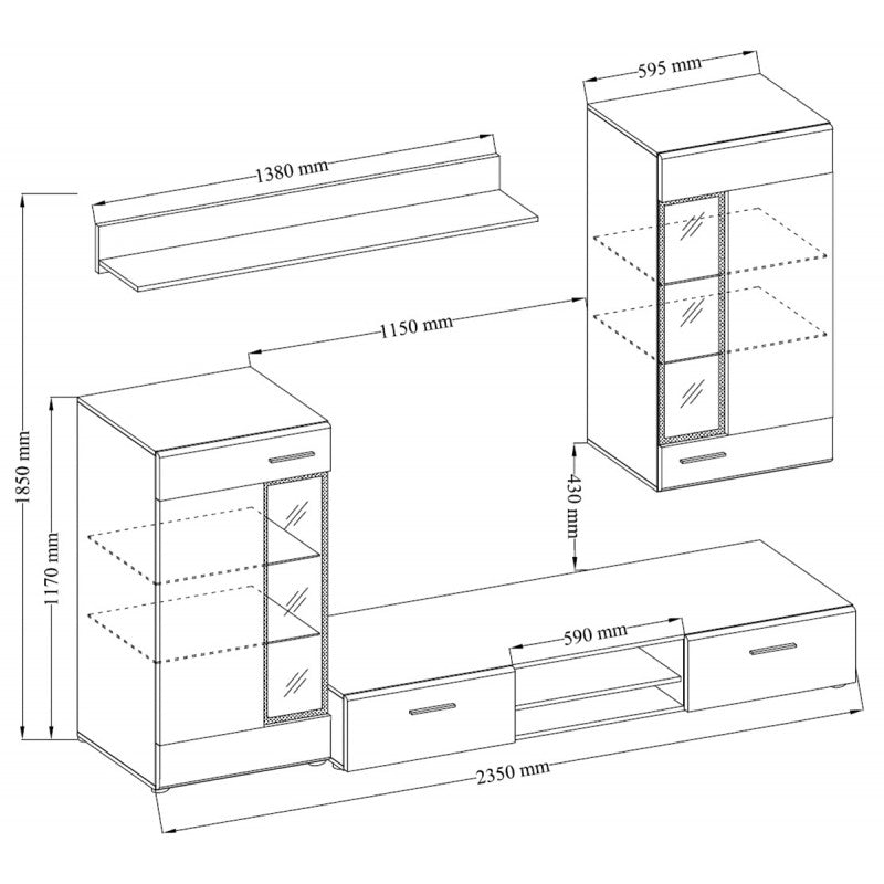 TV WALL UNIT TANGO ARTISAN/WHITE