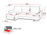 CORNER SOFA BED BRIAN (NO85) 222x140cm universal - eurohomeware
